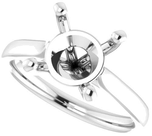 14K White 9.4 mm Round Engagement Ring Mounting (5)