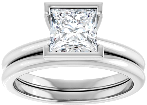 Sužadėtuvių Žiedas „Half-Bezel“ 14k white gold Square 6mm (8)