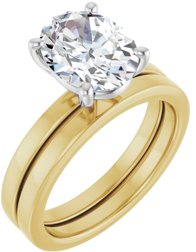 Sužadėtuvių Žiedas „Solitaire“ 14k yellow/white gold Oval 10mm x 8mm (6)
