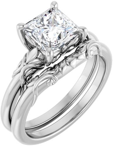 Sužadėtuvių Žiedas „Solitaire“ 14k white gold Square 6.5mm (6)