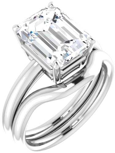 Sužadėtuvių Žiedas „Solitaire“ 585 Baltojo Aukso Emerald 10mm x 8mm (6)