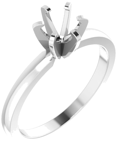 Sužadėtuvių Žiedas „6-Pong Solitaire“ 14k white gold Round 5.4mm (1)