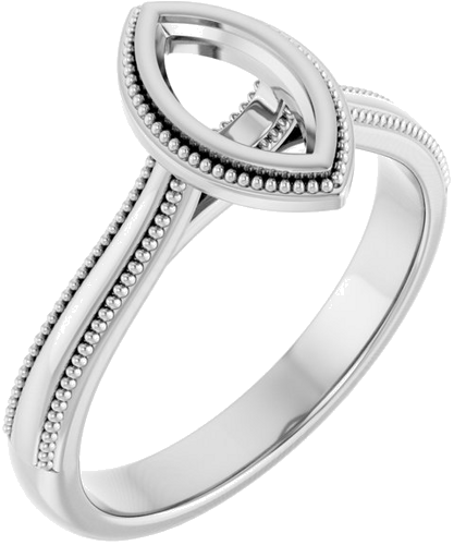 Sterling Silver 8x4 mm Marquise Solitaire Engagement Ring Mounting (1)