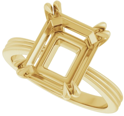 Sužadėtuvių Žiedas „Double Claw-Prong Solitaire“ 14k yellow gold Emerald 11mm x 9mm (5)