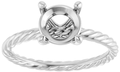 Sužadėtuvių Žiedas „Solitaire Rope“ 14k white gold Round 7.4mm (3)