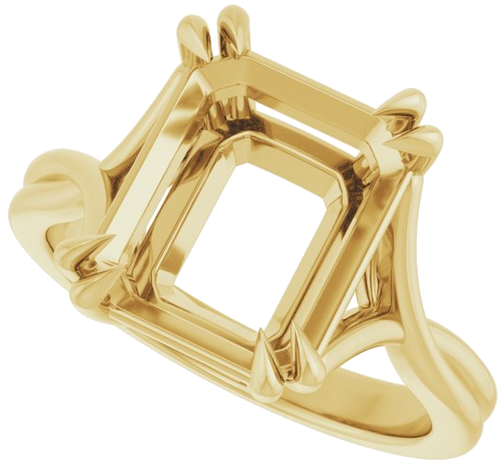 Sužadėtuvių Žiedas „Double Claw-Prong Solitaire Criss-Cross“ 14k yellow gold Emerald 11mm x 9mm (5)
