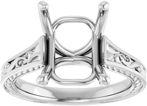 Sužadėtuvių Žiedas „Solitaire Scroll“ 14k white gold Emerald 11mm x 9mm (3)