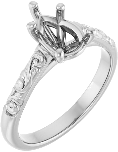 Sužadėtuvių Žiedas „Solitaire“ 14k white gold Pear 9mm x 6mm (1)