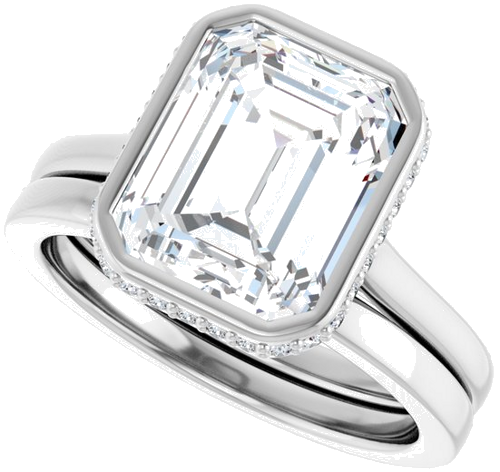 Sužadėtuvių Žiedas „Hidden Halo-Style“ 950 Platinos Emerald 10mm x 8mm (10)