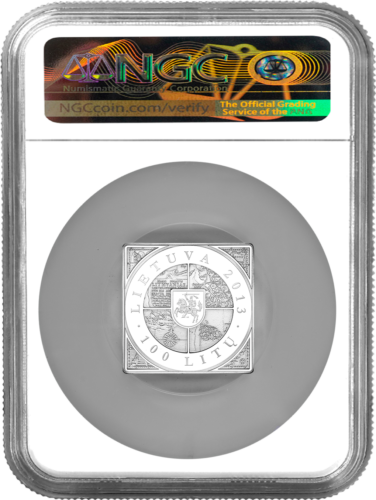 2013 LDK Žemėlapiui 400 metų Lietuva 100 litų sidabrinė moneta PF 69 ULTRA SAMEO (2)