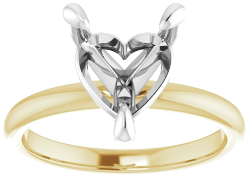 14K Yellow White 9 x 9 mm Heart Engagement Ring Mounting (3)