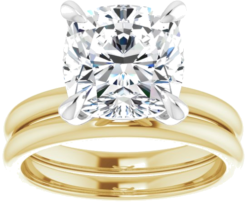 Sužadėtuvių Žiedas „Solitaire“ 14k yellow/white gold Cushion 9mm (8)
