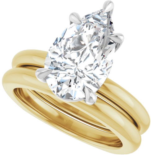 Sužadėtuvių Žiedas „Claw-Prong Euro Shank“ 14k yellow/white gold Pear 13mm x 8mm (10)