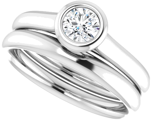 Sužadėtuvių Žiedas „Bezel-Set Solitaire“ 14k white gold Round 4.4mm (10)