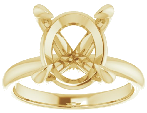 18K Yellow  12x10 mm Oval Solitaire Engagement Ring Mounting (3)