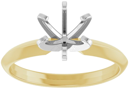 14K Yellow White 6.4 mm Round Solitaire Engagement Ring Mounting (3)