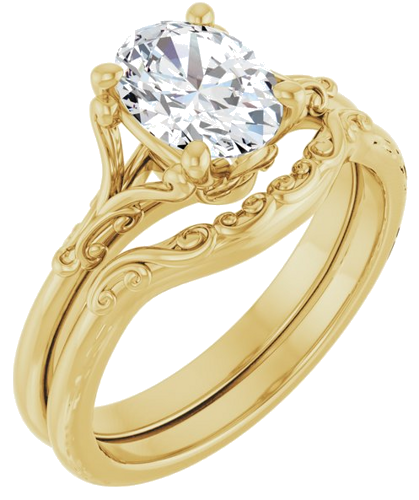 Sužadėtuvių Žiedas „Solitaire“ 417 Geltonojo Aukso Oval 8mm x 6mm (6)