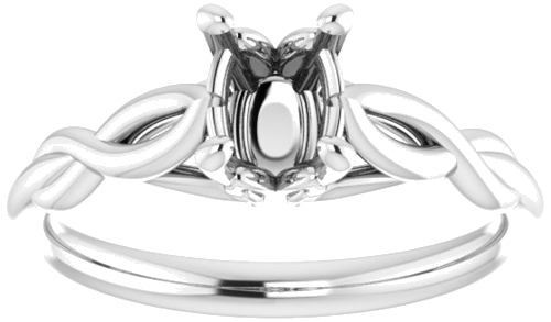 Sužadėtuvių Žiedas „Solitaire“ 585 Baltojo Aukso Oval 7mm x 5mm (3)