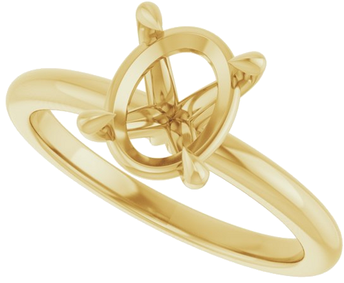 14K Yellow 9x7 mm Oval Solitaire Engagement Ring Mounting (5)