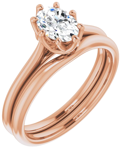 Sužadėtuvių Žiedas „Solitaire“ 14k rose gold Oval 7mm x 5mm (6)