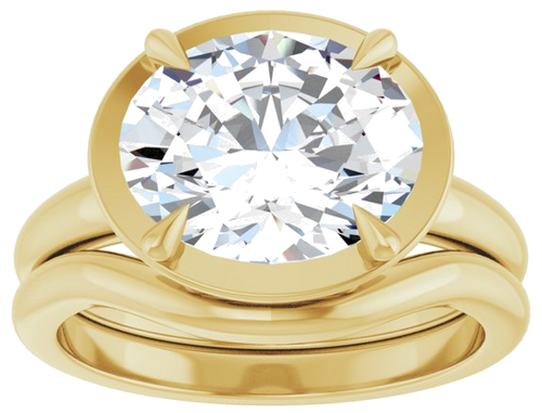 Sužadėtuvių Žiedas „Claw-Prong Solitaire Bezel-Style“ 14k yellow gold Oval 11mm x 9mm (8)