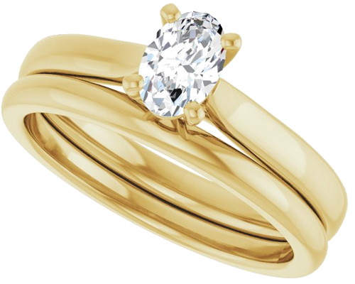 Sužadėtuvių Žiedas „Solitaire“ 585 Geltonojo Aukso Oval 6mm x 4mm (10)