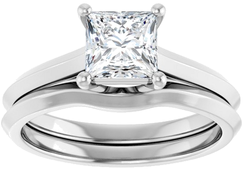 Sužadėtuvių Žiedas „Claw-Prong“ 14k white gold Square 5.5mm (8)