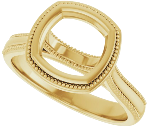 Sužadėtuvių Žiedas „Bezel-Set Solitaire“ 14k yellow gold Cushion 7.5mm (5)