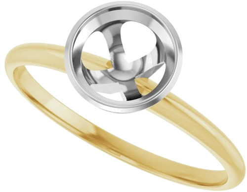 14K Yellow White 6.5 mm Round Solitaire Engagement Ring Mounting (5)