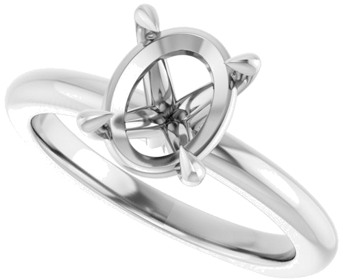 Sužadėtuvių Žiedas „Claw-Prong Euro Shank“ 14k white gold Oval 9mm x 7mm (5)