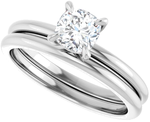 14K White  5x5 mm Cushion Solitaire Engagement Ring Mounting (10)