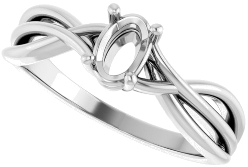 Sužadėtuvių Žiedas „Solitaire“ 14k white gold Oval 6mm x 4mm (5)