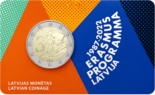 2022 Latvia Erasmus 35th Anniversary 2 euro coin BU card (1)