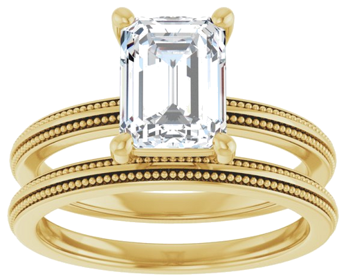 Sužadėtuvių Žiedas „Solitaire Milgrain“ 14k yellow gold Emerald 8mm x 6mm (8)
