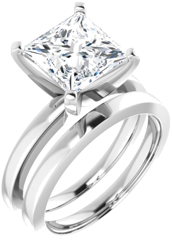 Sužadėtuvių Žiedas „Solitaire“ 585 Baltojo Aukso Square 8mm (6)