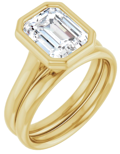 Sužadėtuvių Žiedas „Bezel-Set Solitaire“ 417 Geltonojo Aukso Emerald 9mm x 7mm (6)