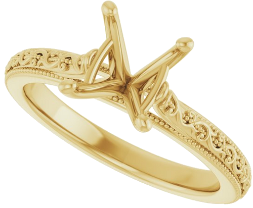 Sužadėtuvių Žiedas „Solitaire Sculptural“ 14k yellow gold Oval 9mm x 7mm (5)