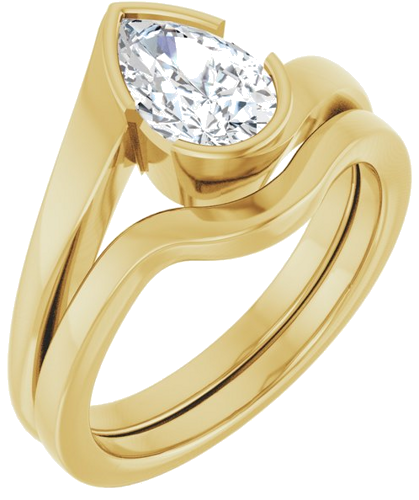 Sužadėtuvių Žiedas „Half-Bezel Solitaire“ 14k yellow gold Pear 8.5mm x 5.5mm (6)