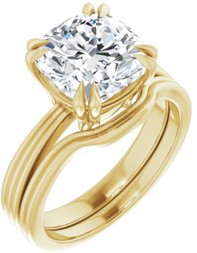 Sužadėtuvių Žiedas „Double Claw-Prong Solitaire“ 14k yellow gold Cushion 9mm (6)