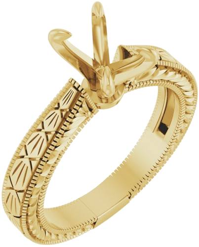 Sužadėtuvių Žiedas „Claw-Prong Solitaire Sculptural“ 14k yellow gold Elongated Cushion 8mm x 6mm (1)