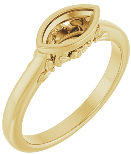 14K Yellow 8x4 mm Marquise Solitaire Engagement Ring Mounting (1)