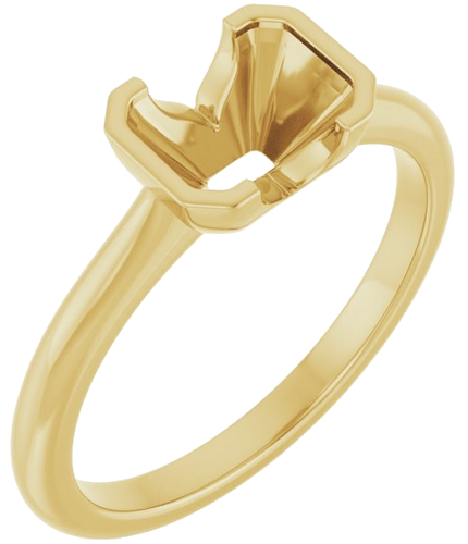 Sužadėtuvių Žiedas „Half Bezel Solitaire“ 585 Geltonojo Aukso Emerald 7mm x 5mm (1)