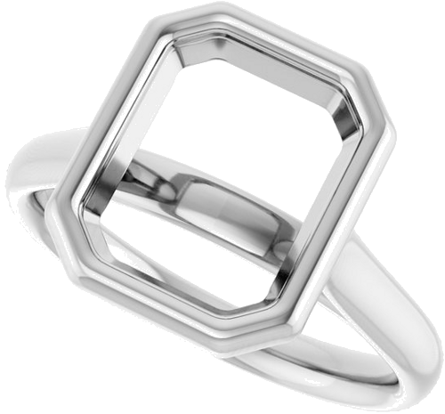 Sužadėtuvių Žiedas „Bezel-Set Solitaire“ 950 Platinos Emerald 10mm x 8mm (5)