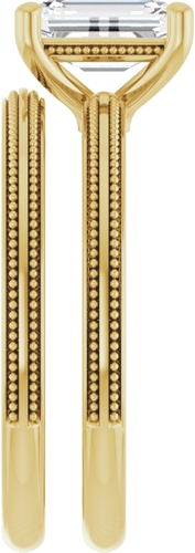 Sužadėtuvių Žiedas „Solitaire Milgrain“ 14k yellow gold Emerald 7mm x 5mm (9)