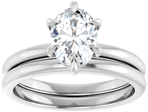 14K White 8x6 mm Oval Solitaire Engagement Ring Mounting (8)