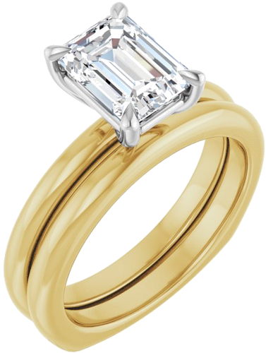 Sužadėtuvių Žiedas „Claw-Prong Euro Shank“ 14k yellow/white gold Emerald 8mm x 6mm (6)