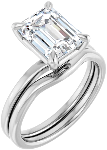 Sužadėtuvių Žiedas 14k white gold Emerald 9mm x 7mm (6)