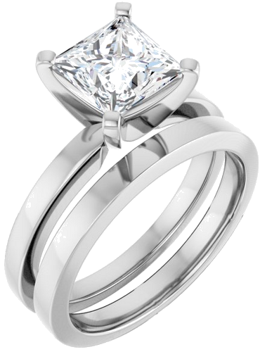 Sužadėtuvių Žiedas „Solitaire“ 14k white gold Square 6.5mm (6)
