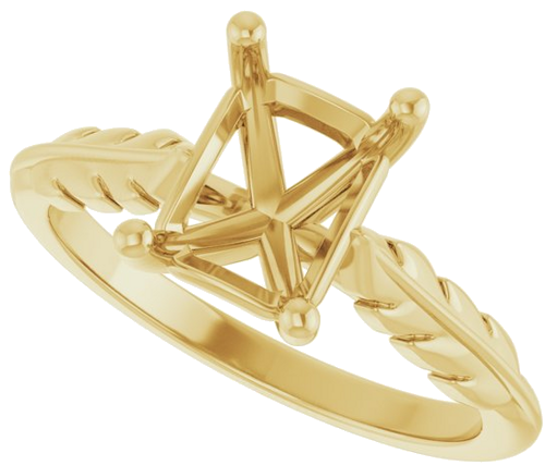 Sužadėtuvių Žiedas „Solitaire Leaf“ 14k yellow gold Emerald 8mm x 6mm (5)