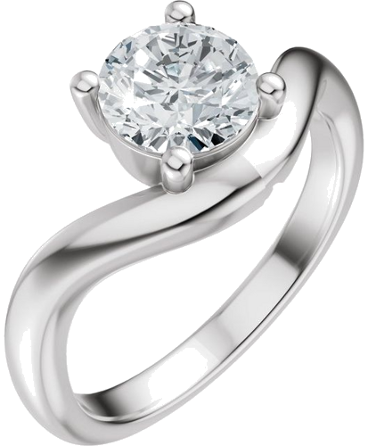 Sužadėtuvių Žiedas „Solitaire Asymmetric“ 14k white gold Round 6.5mm (1)
